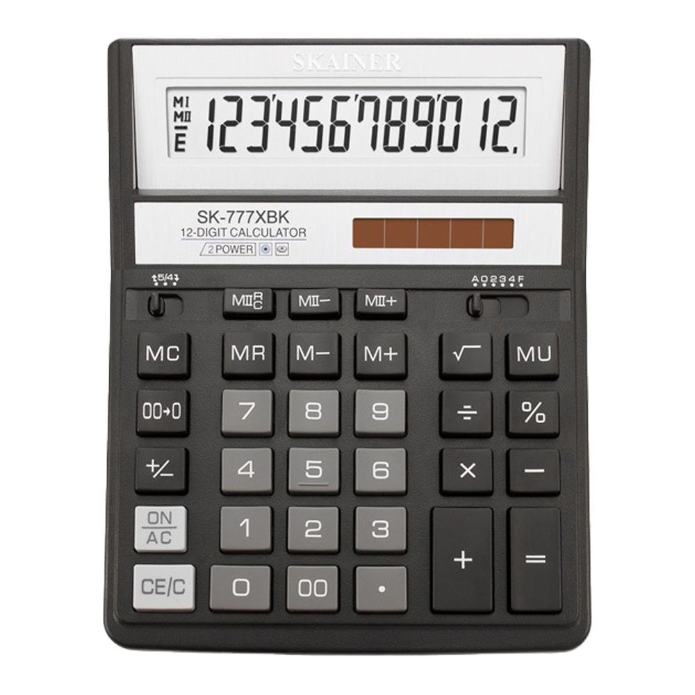 Калькулятор настольный SKAINER 12 Bit, LCD, 20*15.7*3.2 см, чёрный