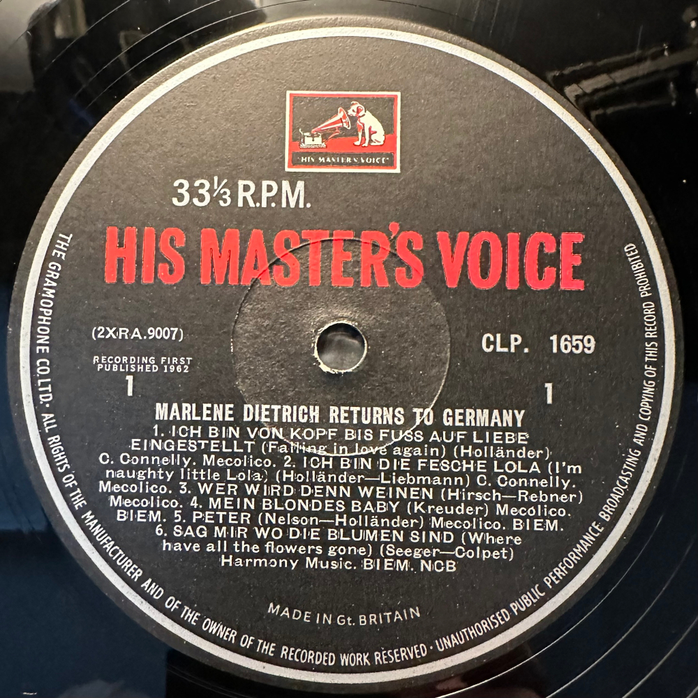 Marlene Dietrich - Marlene Dietrich Returns To Germany (Англия 1963г.)