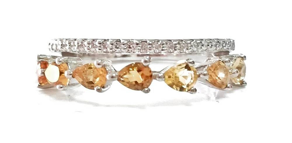 Ювелирное кольцо из серебра с цитрином и фианитами