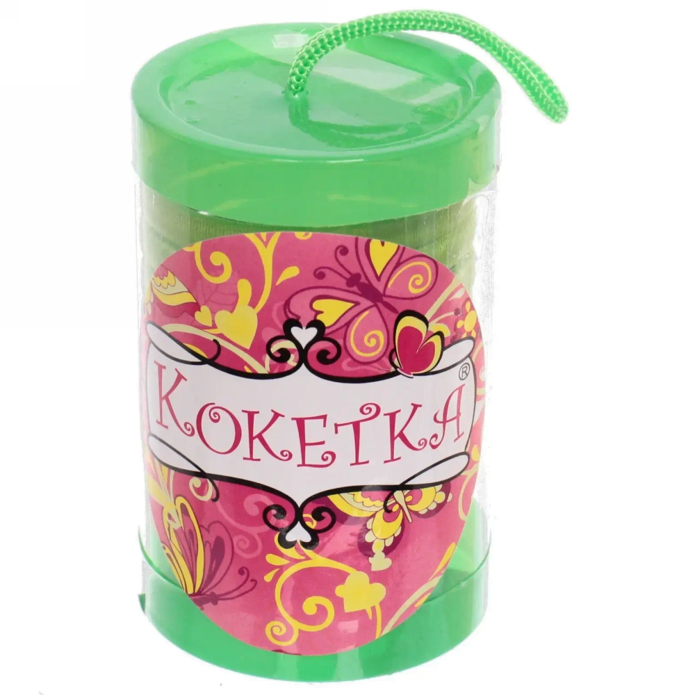 Резинки для волос детские в тубе 9шт «ЗАБАВА», цвет зелёный, d-4см (наклейка Кокетка)