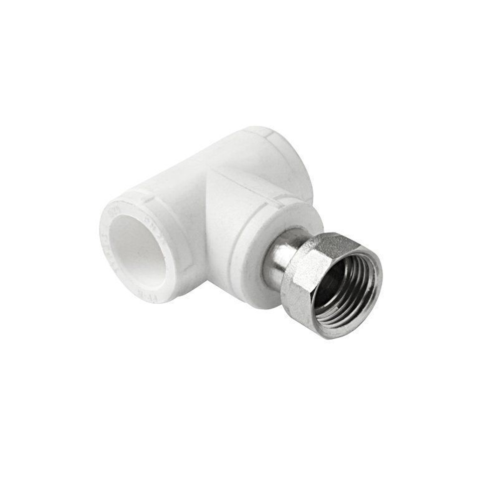 Тройник комбинированный ПП 20-1/2'' PN 25, с накидной гайкой, белый, Pro Aqua PA29108