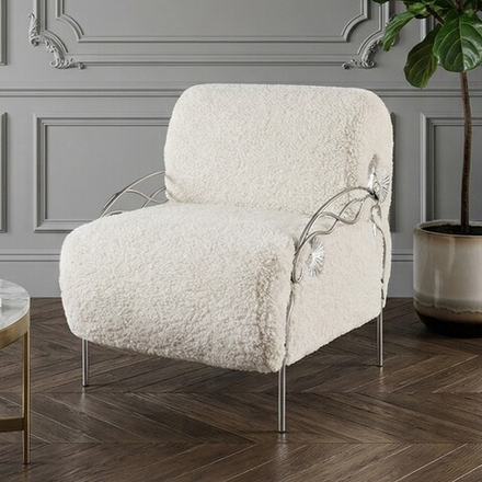 Кресло Нимфея Молоко Античное серебро