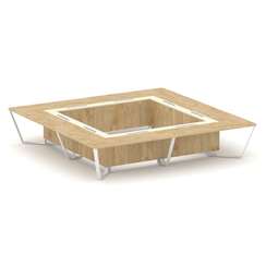 Steel Meet Стол переговорный квадратный KMK-PR.B.SP-20K2 Тиквуд Светлый/Ваниль Глянец/Металл Белый 4