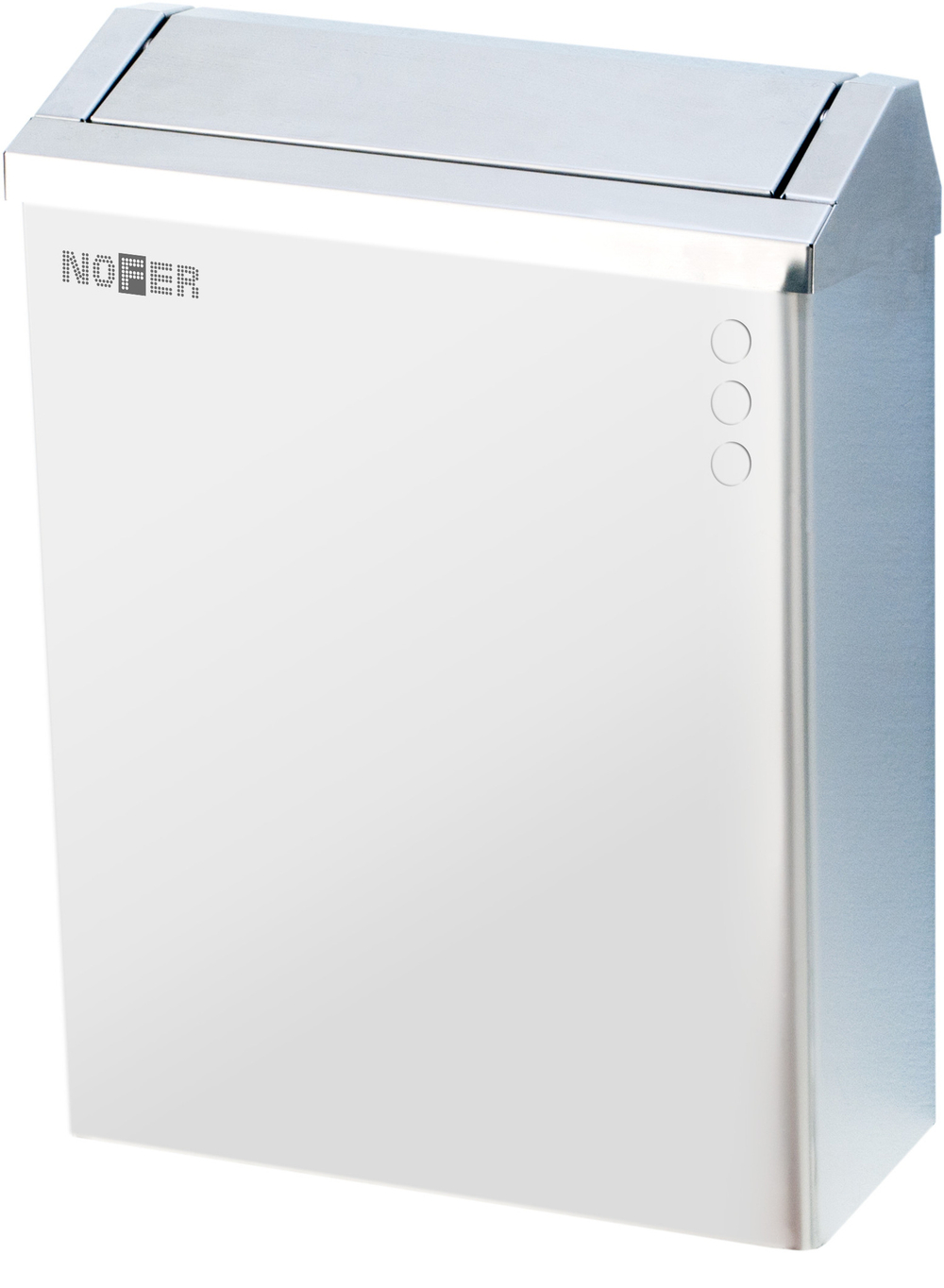 Контейнер для мусора настенный с крышкой push-open 23 л. нерж сталь NOFER 14078.W белый