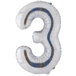 Шар фольгированный Цифра 3 101 см (Серебряный)
