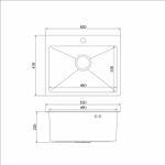 Кухонная мойка 53х43  вып 3 1/2  MIXLINE PRO 22см с сифоном черный графит НАНО (552935)
