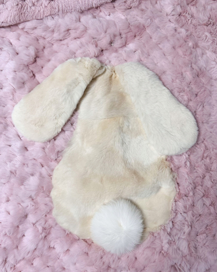 Вязаный детский плед из натурального меха рекс "Зайчик" 120х80 см (розовый)