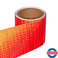 Красная светоотражающая лента самоклеящаяся 10 см х 15 м
