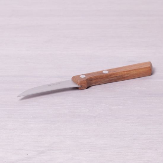 Нож кухонный для чистки овощей из нержавеющей стали Kamille KM 5320 (лезвие 7,5 см, рукоятка 10,5 см) с деревянной ручкой