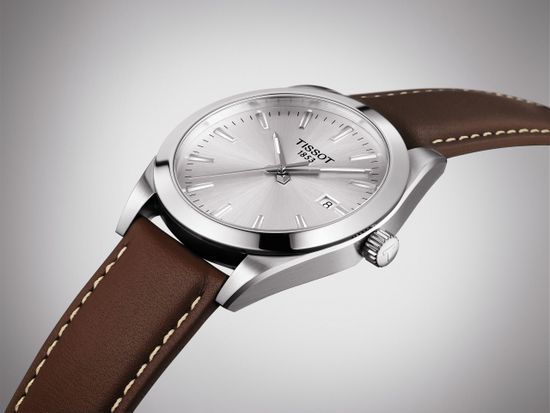 Tissot T127.410.16.031.00 мужские часы на ремне Gentleman сбоку