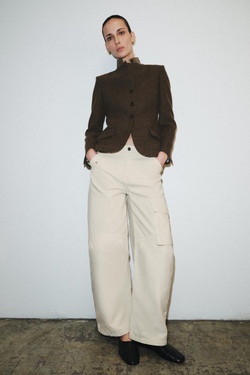 ZARA ПРИТАЛЕННЫЙ БЛЕЙЗЕР ИЗ ШЕРСТИ — ZW COLLECTION, РАЗНОЦВЕТНЫЙ