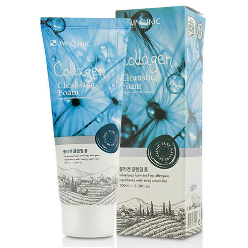 Пенка для умывания натуральная с коллагеном 3W Clinic Collagen Cleansing Foam, 100мл