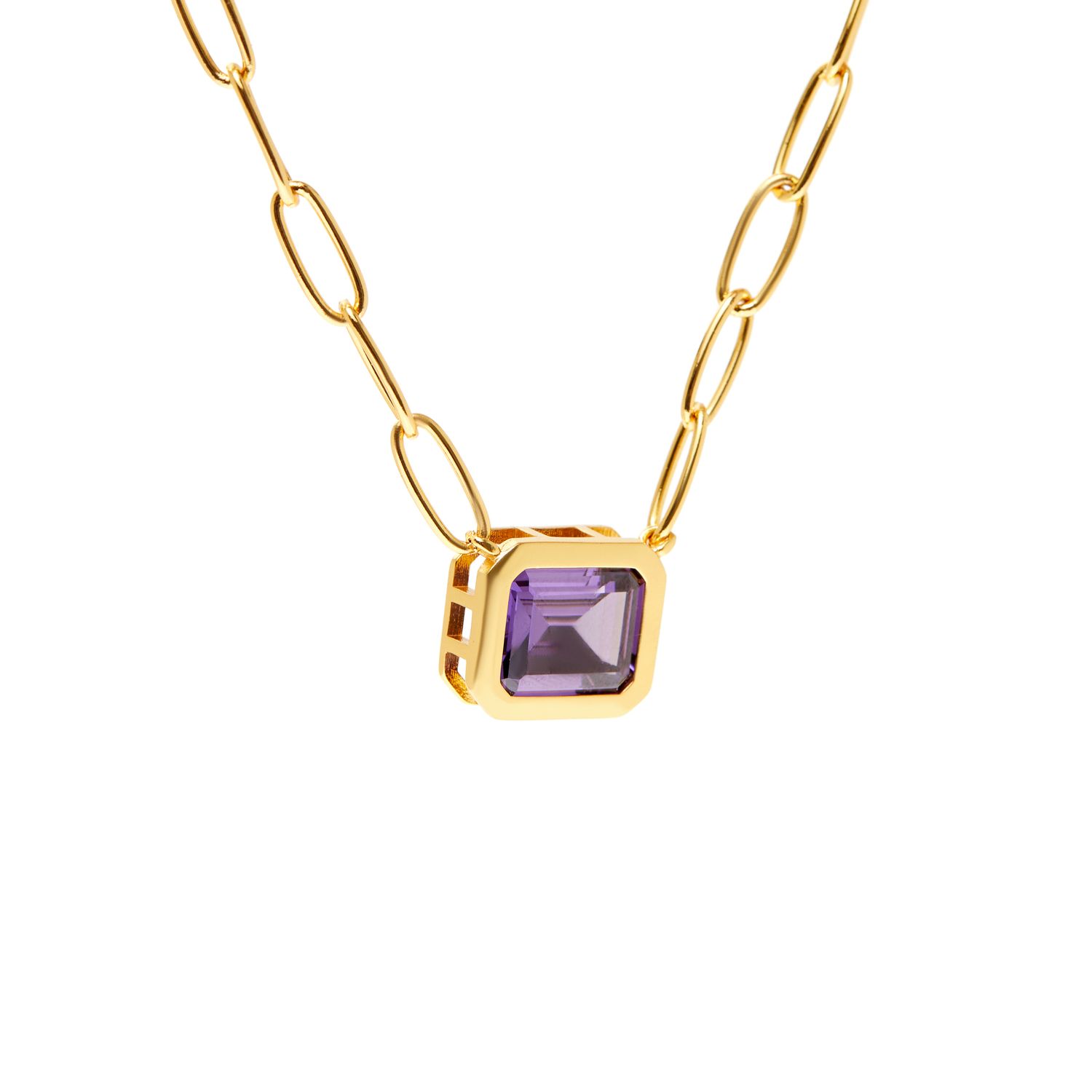 Колье Piped Edge Squere Crystal Necklace – Purple