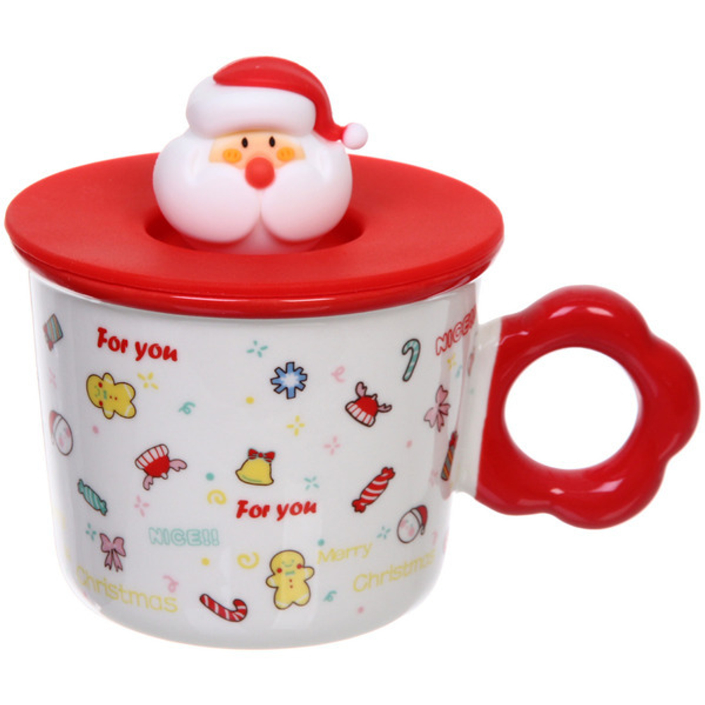 Кружка керамическая 350мл «Санта» с крышкой