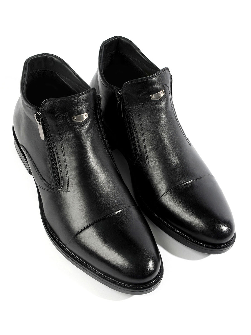 Классические ботинки из натуральной кожи с подкладкой из байки черного цвета