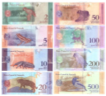 Банкноты Венесуэлы 8 шт (2, 5, 10, 20, 50, 100, 200 и 500 боливаров) 2018 год. UNC (Номера *51)