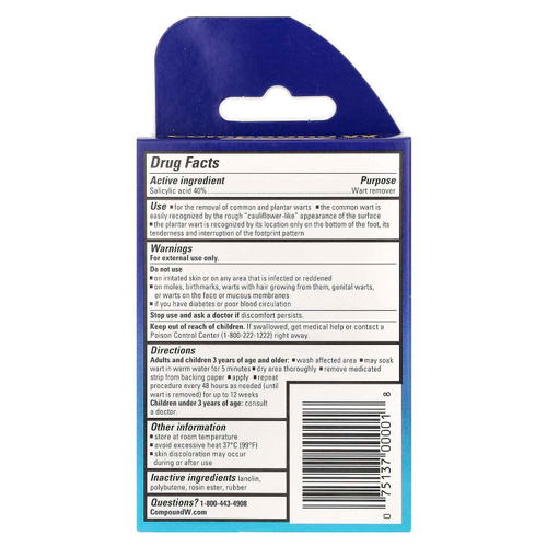 Compound W, средство для удаления бородавок, одноразовые пластыри, максимальная сила действия, для детей от 3 лет, 10 лечебных пластырей