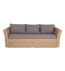 "Капучино" диван из искусственного ротанга (гиацинт) трехместный, цвет соломенный