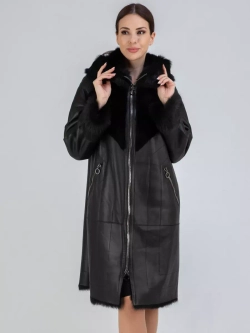 Дубленка зима натуральная с капюшоном длинная