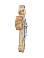 Крест распятие Иерусалимский из оливы с перламутром, 4 вставки, высота 14 см