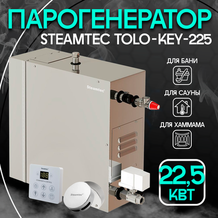 Парогенератор для хамама и турецкой бани Steamtec TOLO-225-KEY, 22,5 кВт (стандартный модуль управления)