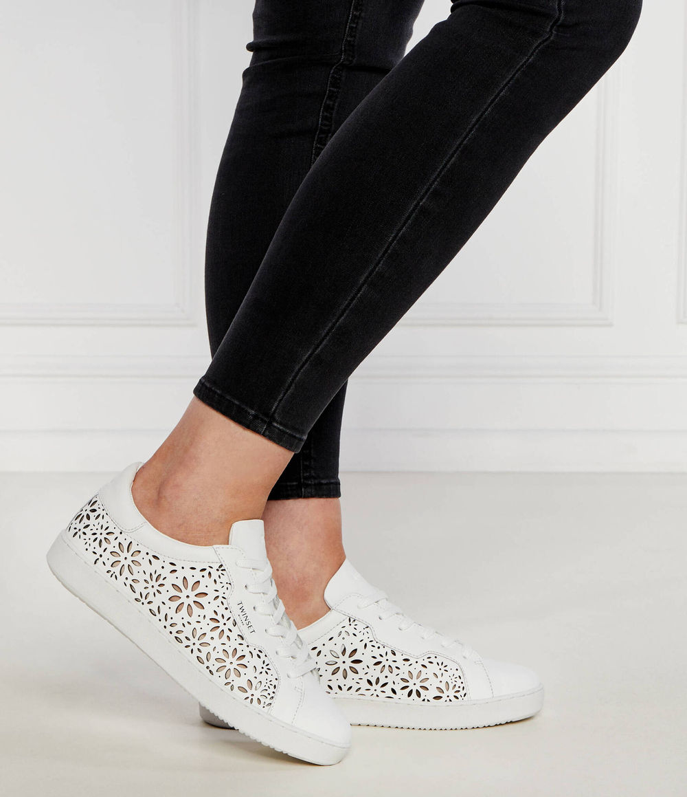 Кожаные кроссовки in pelle TWINSET - белый(241TCT092)