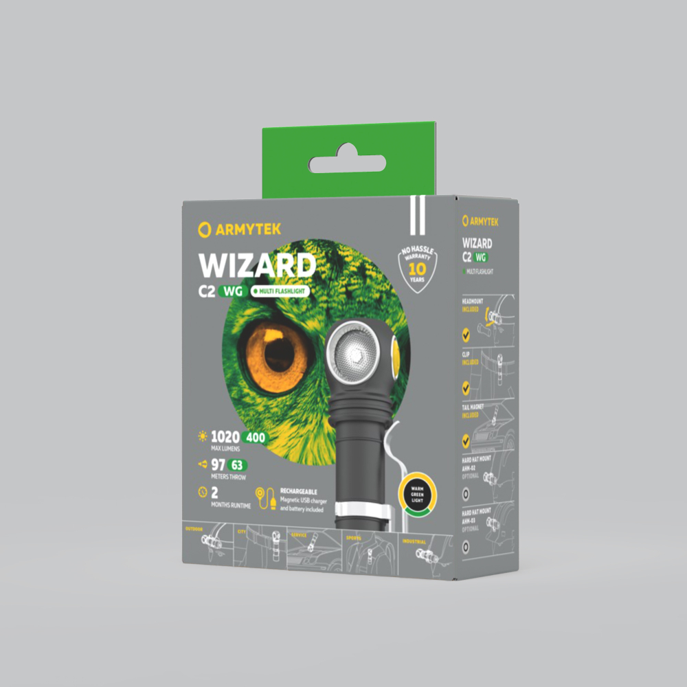 Фонарь Armytek Wizard C2 WG Magnet USB Warm (F09201W)