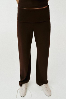 ZARA БРЮКИ ИЗ ТКАНИ ИНТЕРЛОК С ЭФФЕКТОМ ПОТЕРТОСТИ, КОРИЧНЕВЫЙ