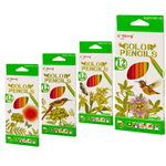 Карандаши цветные Yalong 12 цв., "Wild flowers" деревянные, трехгранные, заточенные, грифель 3.0 мм, картон. уп., европод.