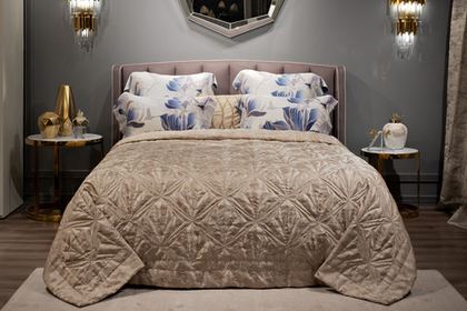 Покрывало 260x260 Garda Decor Houston Кристалло бежевое со стежкой