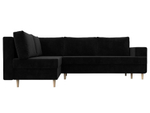 Диван угловой Сильвана левый угол, Черный, Велюр, 100845L