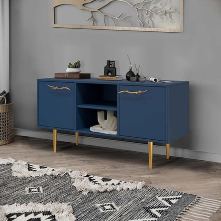 Тумба под ТВ Арт Колор matte 117см Стайл Голд Королевский синий матовый