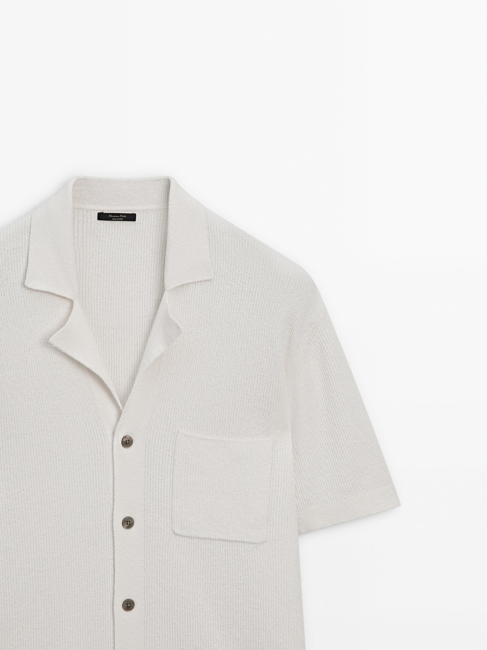 Massimo Dutti Вязаный кардиган с короткими рукавами и пуговицами, натуральный, кремовый