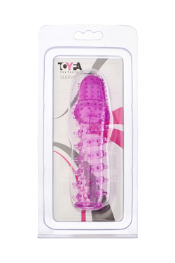 Насадка на пенис TOYFA с ворсинками, TPE, фиолетовая, 13,5 см
