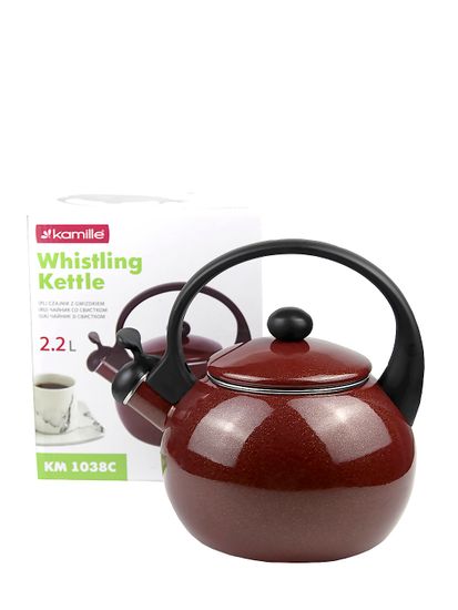 Чайник 2,2 л. эмалированный со свистком Kamille KM 1038C с черной бакелитовой ручкой