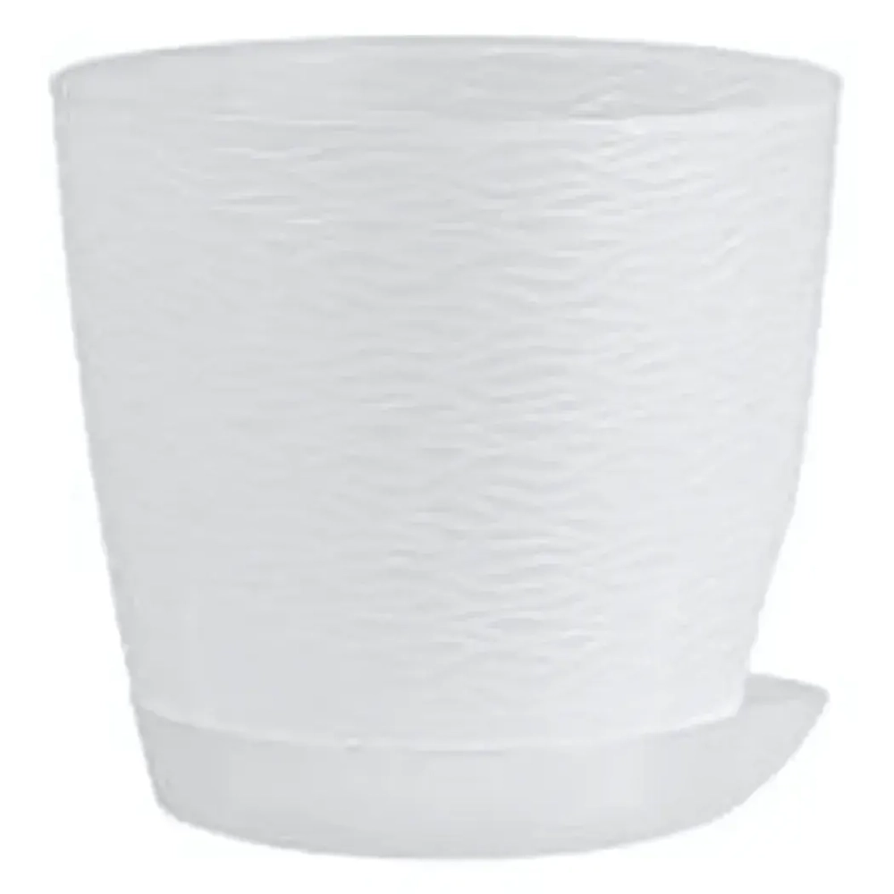 Кашпо для цветов пластиковое 1,5л d-14 см «Блюз» с поддоном Прозрачный