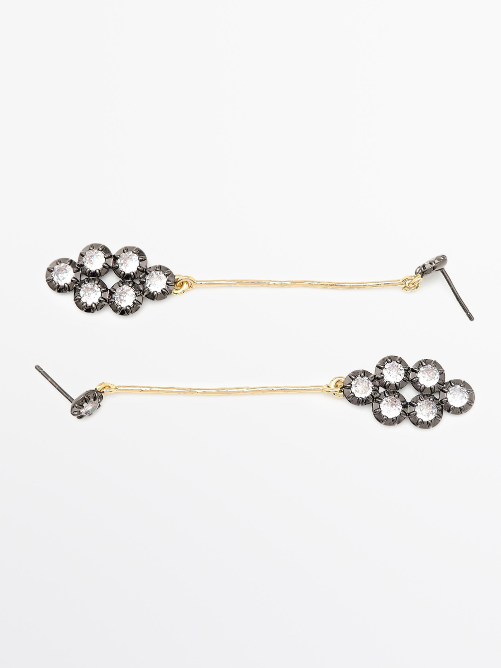 Massimo Dutti Серьги в винтажном стиле со стразами, золотистый