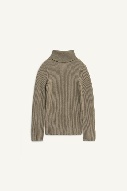 ZARA СВИТЕР С ВЫСОКИМ ВОРОТНИКОМ, СВЕТЛЫЙ ХАКИ