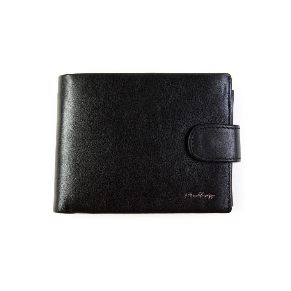Стильный мужской чёрный кошелёк бумажник портмоне из натуральной кожи с отделением для техпаспорта 096-DC32-05A в фирменной коробке