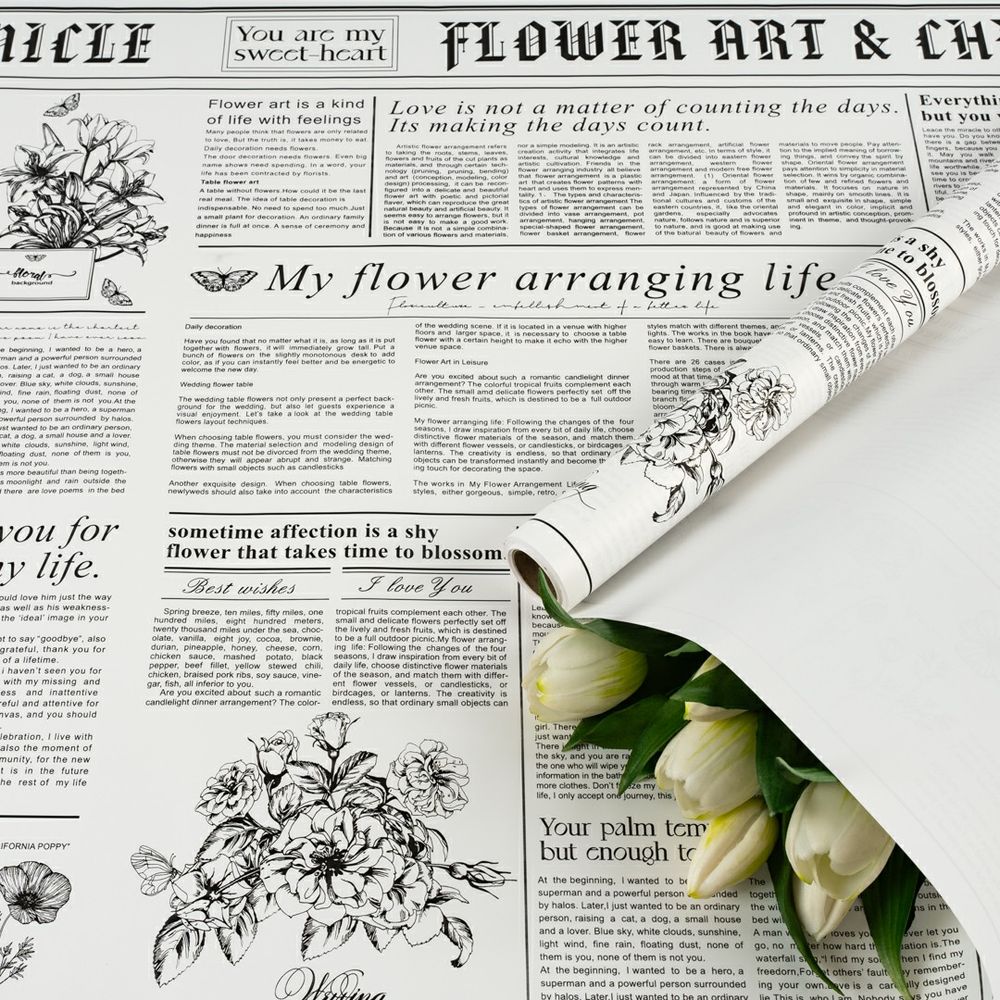 Пленка матовая двусторонняя &quot;My flower&quot; 57см*10м Белый/Белый