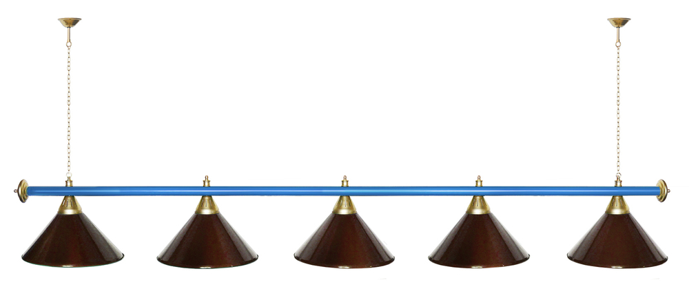 Лампа STARTBILLIARDS 5 пл. (плафоны зеленые,штанга золотая,фурнитура золото)