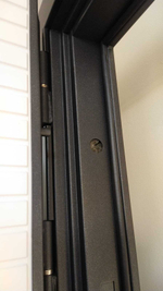 Дверь входная Лабиринт ACUSTIC 22 Белый софт, черная вставка металлическая