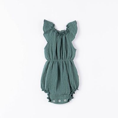 Ruffled muslin bodysuit 3-18 months - Aquamarine