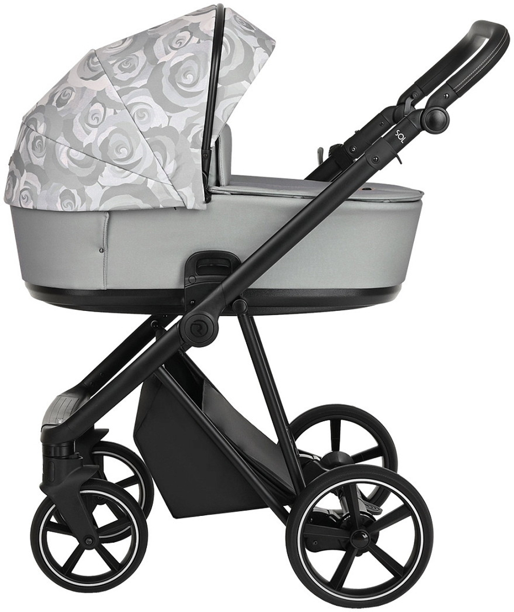 Детская коляска Roan Sol Flowers 3 в 1 с автокреслом Pituso Baesa Pro Black RSF/5002 Gray/Black