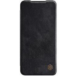 Кожаный чехол книжка от Nillkin для Samsung Galaxy S22 Ultra, черный цвет, серия Qin Pro Leather с защитной шторкой для камеры