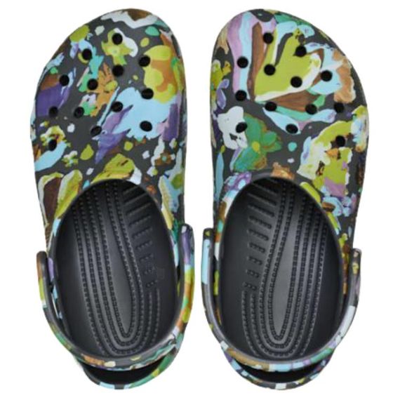 Crocs Classic Painted Floral Clog 'Black'