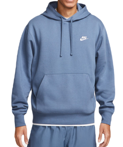 Мужская кофта теннисная Nike Sportswear Club Fleece Pullover Hoodie - diffused blue/diffused blue/white