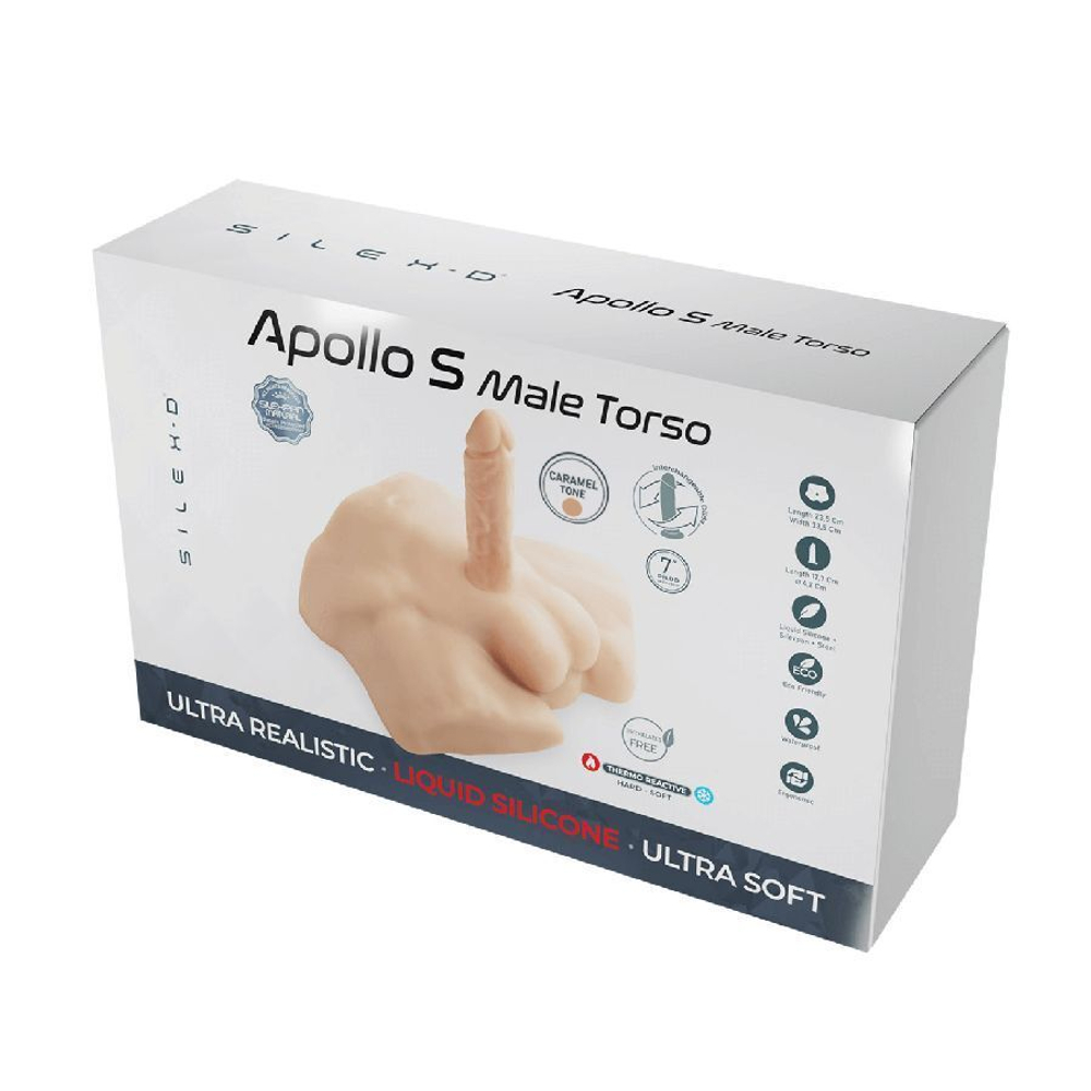 Карамельный мужской полуторс с фаллоимитатором SILEXD Apollo S 7 (Цвет: телесный)