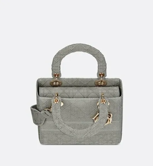 Сумка женская Dior Lady D-lite, модель среднего формата серый