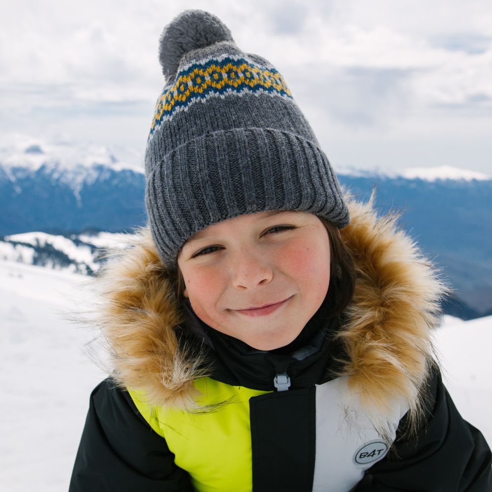 Шапка зимняя из смесовой шерсти с флисовым подкладом "Графит меланж" 7+